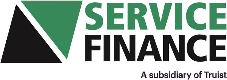 Service Finance logo with green and black geometric design and subsidiary text.